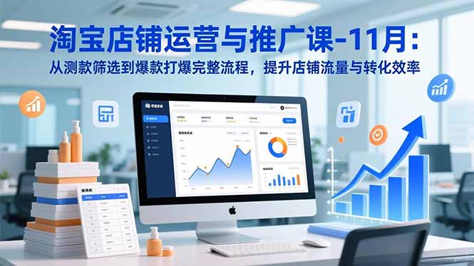 淘宝店铺运营推广实操课：从测款筛选到爆款打造完整流程，提升流量与转化效率