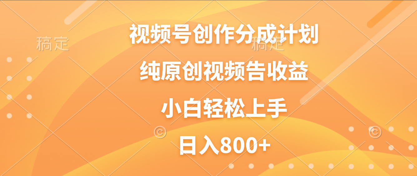 视频号创作分成计划实战攻略：纯原创视频变现方法，新手小白轻松上手指南