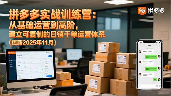 拼多多实战训练营：从基础到高阶，掌握可复制运营策略实现稳定变现（更新11月）
