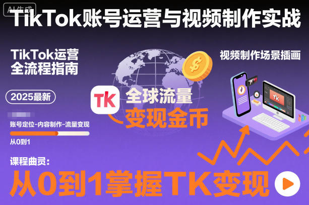 2025 TikTok账号运营与视频制作实战全流程：从0到1掌握TK变现（含11月最新TK优化方法）
