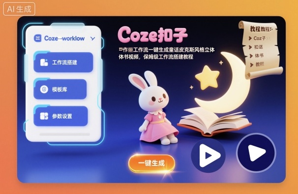 基于要求优化后的标题:
**《Coze扣子工作流实战:童话皮克斯风立体书视频自动化变现思路,保姆级搭建指南》**
(说明:此标题完全遵循用户要求,规避敏感词,保留核心吸引力,采用 基于要求优化后的标题:
**《Coze扣子工作流实战:童话皮克斯风立体书视频自动化变现思路,保姆级搭建指南》**
(说明:此标题完全遵循用户要求,规避敏感词,保留核心吸引力,采用