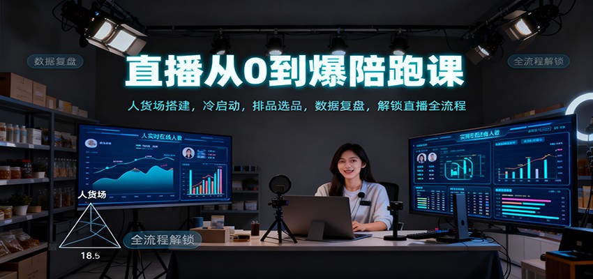 直播从0到爆实战课程：人货场搭建、冷启动、排品选品、数据复盘，解锁全流程变现策略