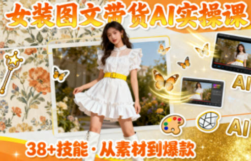 女装图文带货变现的AI实操课：38个实用技能高效提升素材制作效率