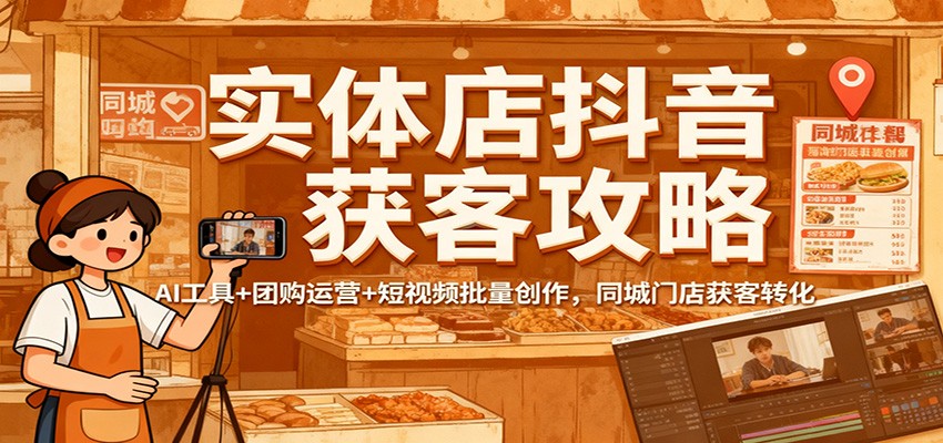 实体店抖音获客实战指南：AI工具+团购运营+短视频批量创作，同城门店转化思路