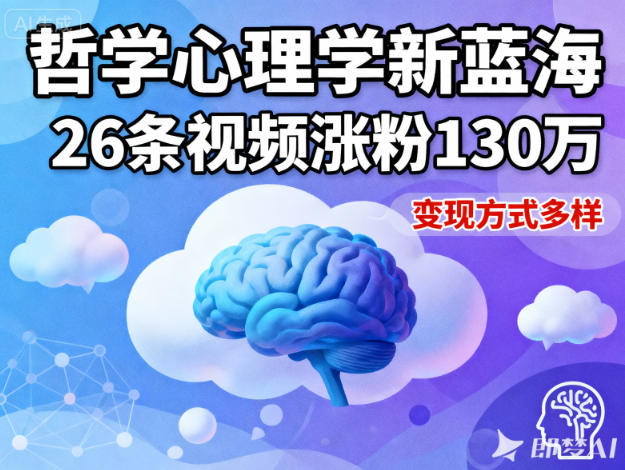短视频新蓝海：哲学心理学赛道实战攻略，26条视频涨粉130W案例与变现策略