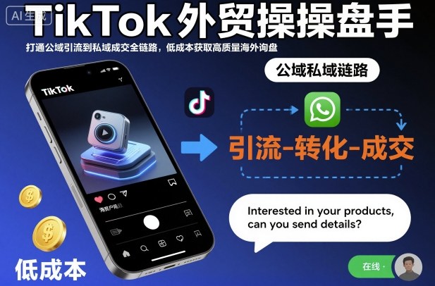 TikTok外贸实战策略：打通公域引流到私域成交全链路，低成本获取高质量海外询盘方法