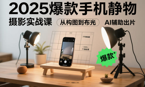 手机静物摄影变现实战课：从构图到布光，低成本设备+AI辅助出片指南