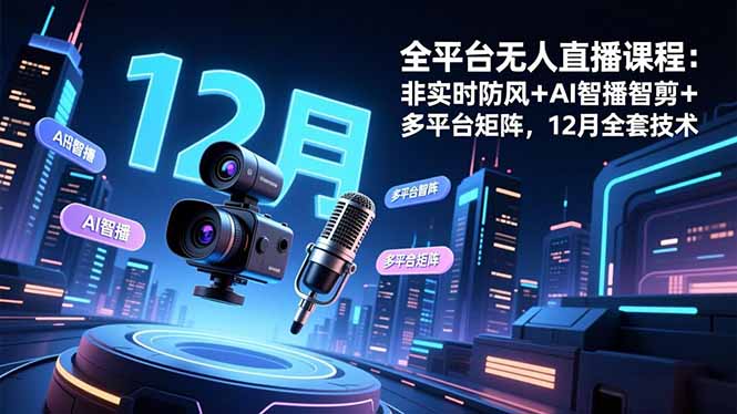 全平台无人直播项目：防封策略＋AI智播智剪＋多平台矩阵实战指南