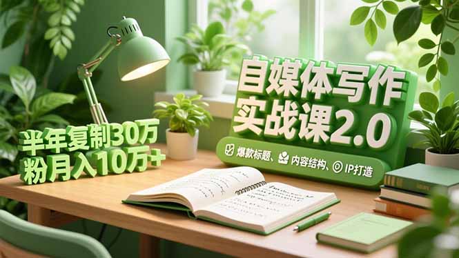 自媒体写作实战课2.0：爆款标题、内容结构、IP打造实战攻略，半年粉丝增长与变现案例