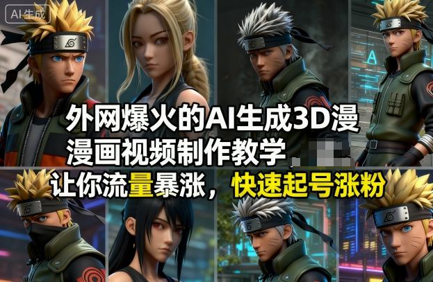 外网热门的AI生成3D漫画视频制作教程：流量变现与涨粉实战指南