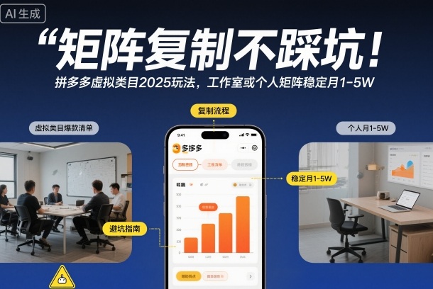 拼多多虚拟类目多账号运营思路：实测个人与工作室的收益潜力