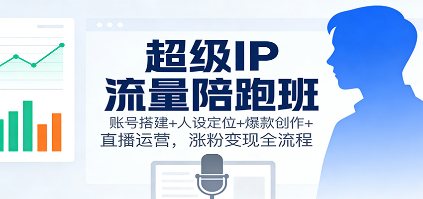 超级IP流量实战课程：账号搭建+人设定位+爆款创作+直播运营，涨粉变现全流程指南