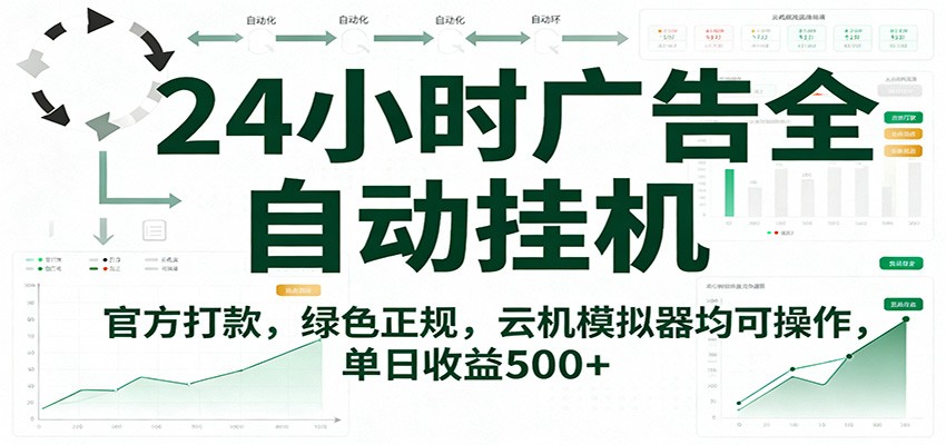 24小时广告自动变现项目实操指南：官方打款，绿色正规，云机模拟器操作，被动收入思路