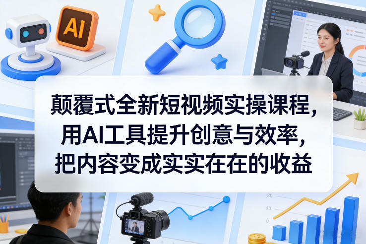 高效短视频实操课程:AI工具提升创意与效率,内容变现实战指南 高效短视频实操课程:AI工具提升创意与效率,内容变现实战指南