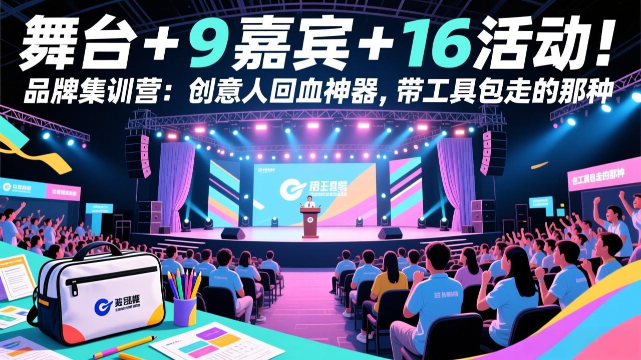 实战舞台:9 嘉宾 + 16 活动!品牌集训营:创意人变现攻略,附赠工具包 实战舞台:9 嘉宾 + 16 活动!品牌集训营:创意人变现攻略,附赠工具包