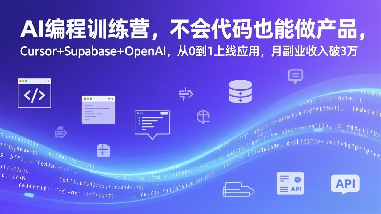 AI编程实战指南:零基础用Cursor+Supabase+OpenAI构建应用,副业变现方法拆解-网赚利基市场