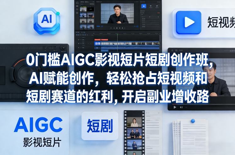 AIGC影视短片创作入门课:AI赋能短视频短剧变现实战,副业增收新策略 AIGC影视短片创作入门课:AI赋能短视频短剧变现实战,副业增收新策略