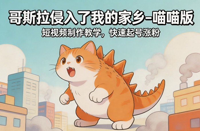 哥斯拉侵入了我的家乡–喵喵版短视频制作实战教程:涨粉变现攻略 哥斯拉侵入了我的家乡–喵喵版短视频制作实战教程:涨粉变现攻略