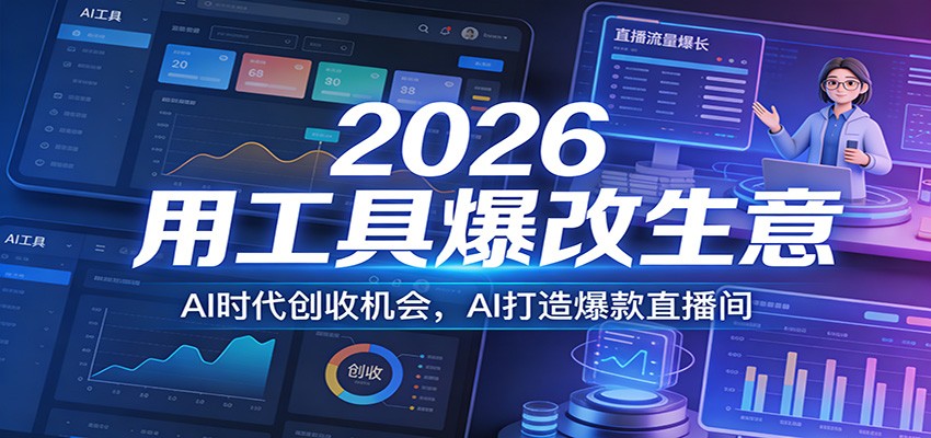 2026年AI工具实战:AI时代创收策略与直播间打造指南-网赚利基市场