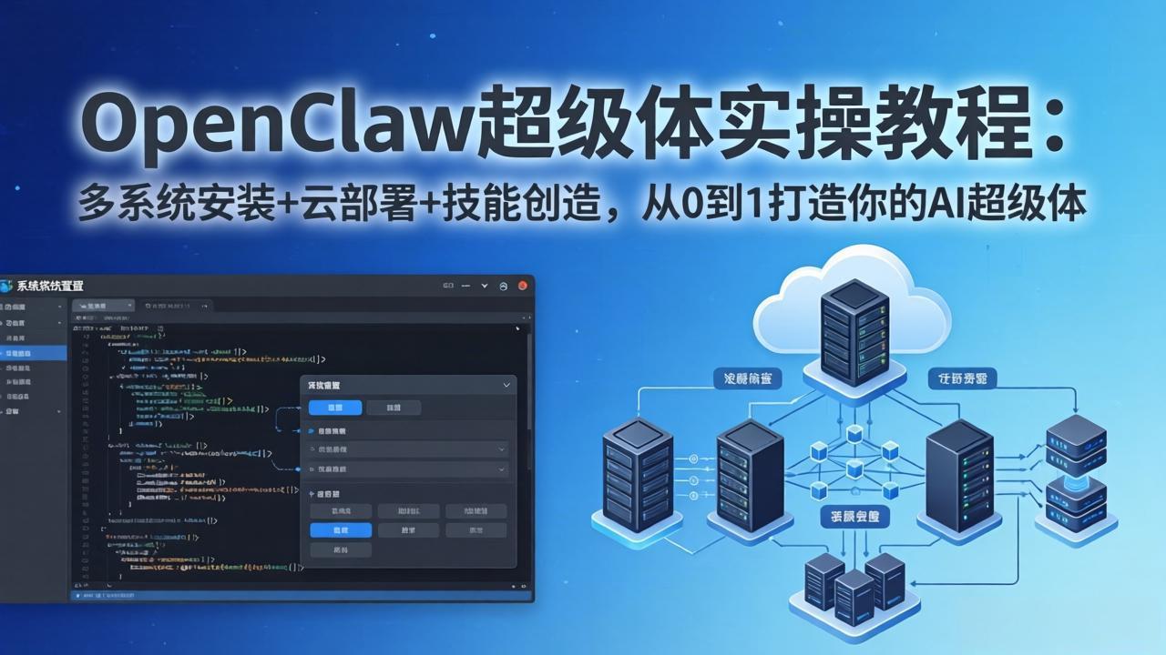 OpenClaw-小龙虾 AI超级体实战指南：多系统安装+云部署+技能创造，从0到1构建你的被动收入项目