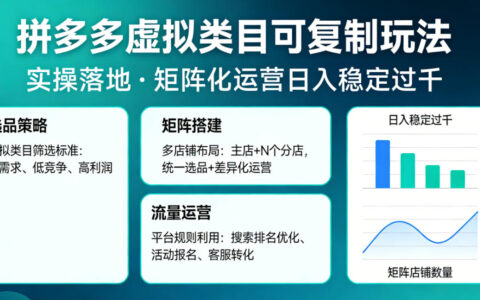 2025拼多多虚拟类目可复制玩法实操落地矩阵化收益策略