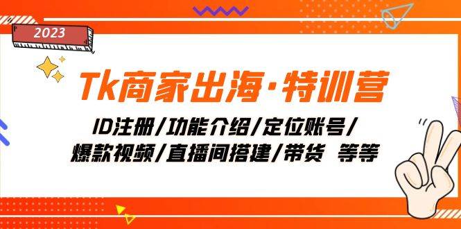 Tk商家出海・特训营：ID注册/功能介绍/定位账号/爆款视频/直播间搭建/带货