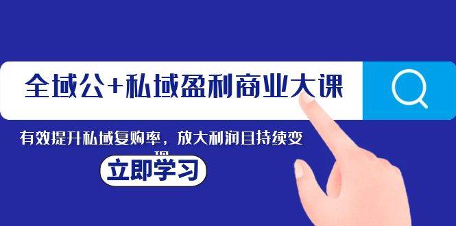 全域公 私域盈利商业大课，有效提升私域复购率，放大利润且持续变现