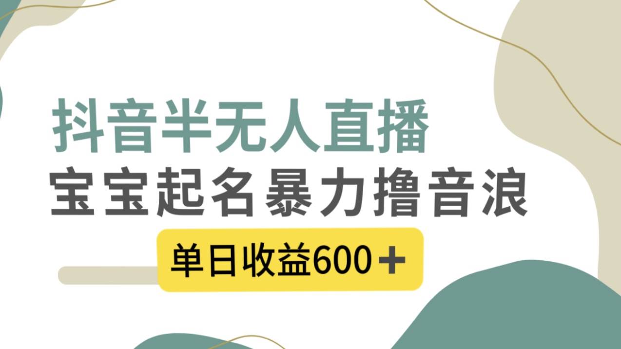 抖音半无人直播，宝宝起名，撸音浪，单日收益600