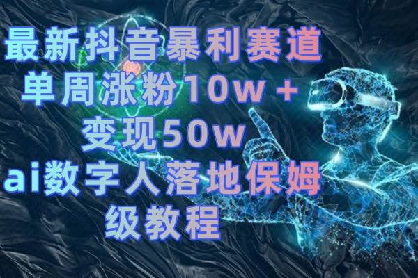 最新抖音暴莉赛道，单周涨粉10w＋变现50w的ai数字人落地保姆级教程