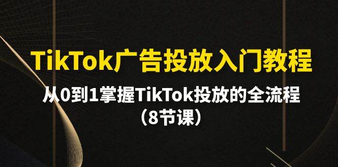 TikTok广告投放入门教程，从0到1掌握TikTok投放的全流程（8节课）